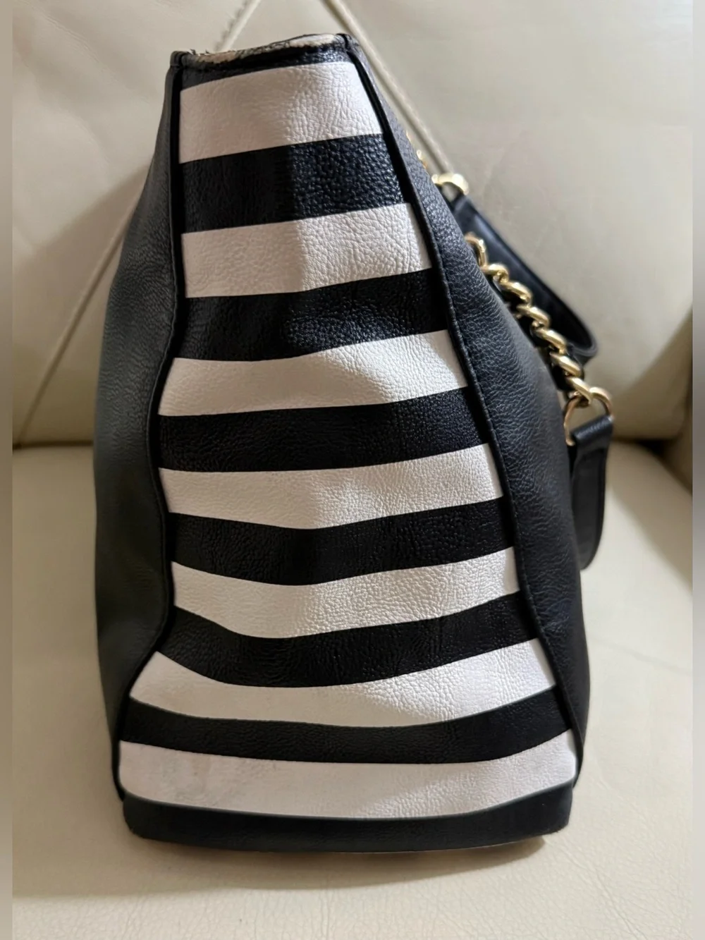 Betsey Johnson Black Shoulder Tote with Gold Chain Straps